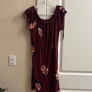 Maurices Burgundy Floral Midi Dress